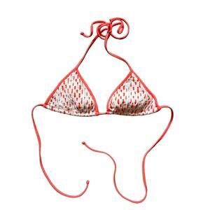 Milly cabana neon orange white “crochet” triangle bikini top sz M swimsuit
